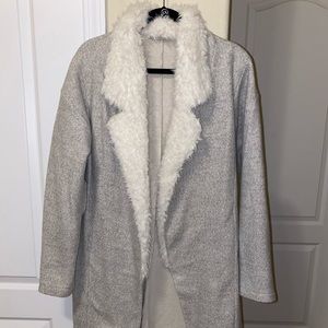 Zara mid-Length Cardigan with Faux fur collar